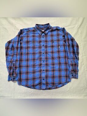 Patagonia Flannel Button Up Shirt Mens L Blue Purple Plaid Organic Cotton G33